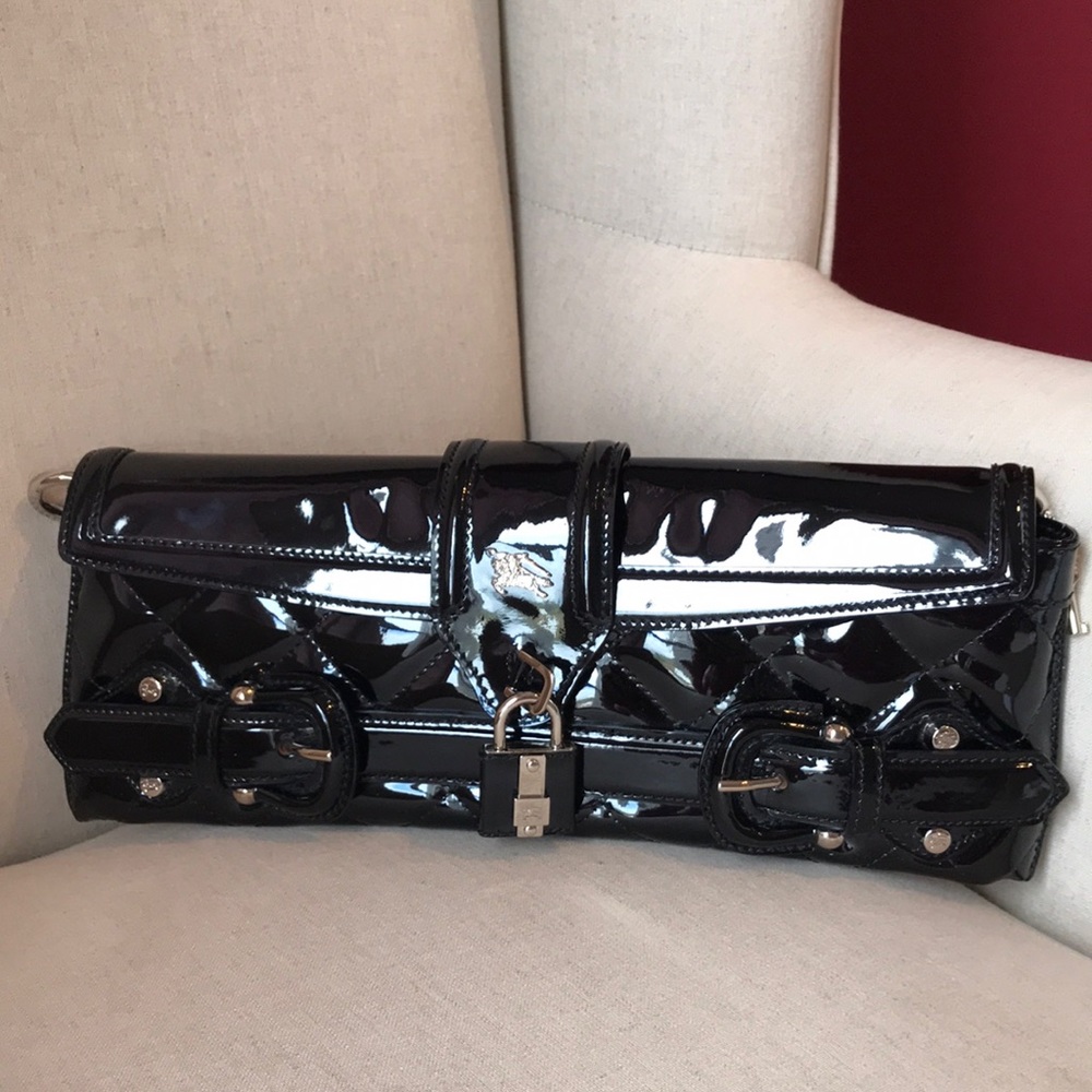 Authentic Burberry Quilted Patent  Leather Clutch