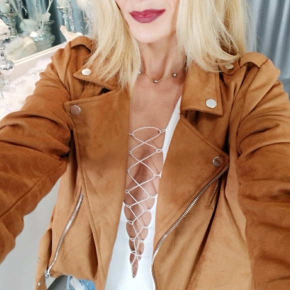 "EVELYN" Tan Suede jacket - Picture 3 of 4