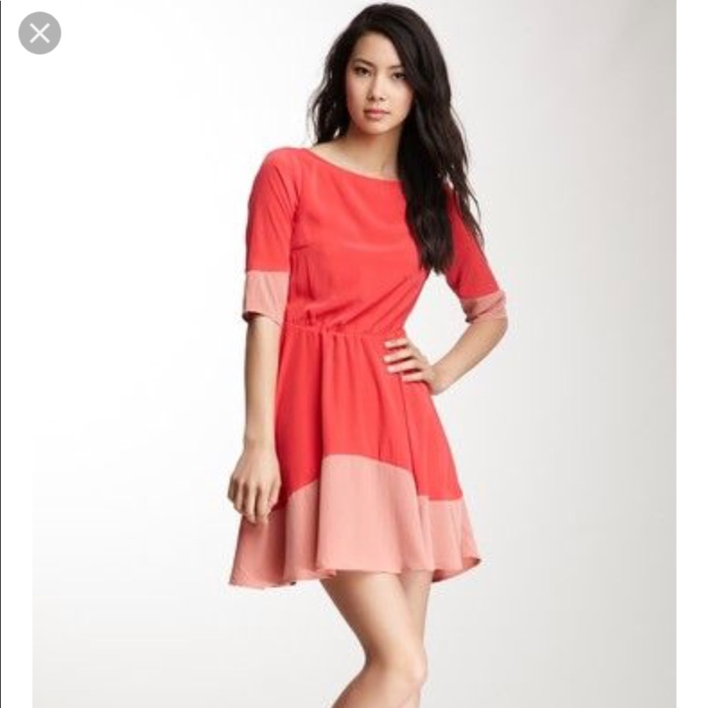 BB Dakota Open Back Silky Colorblock Dress