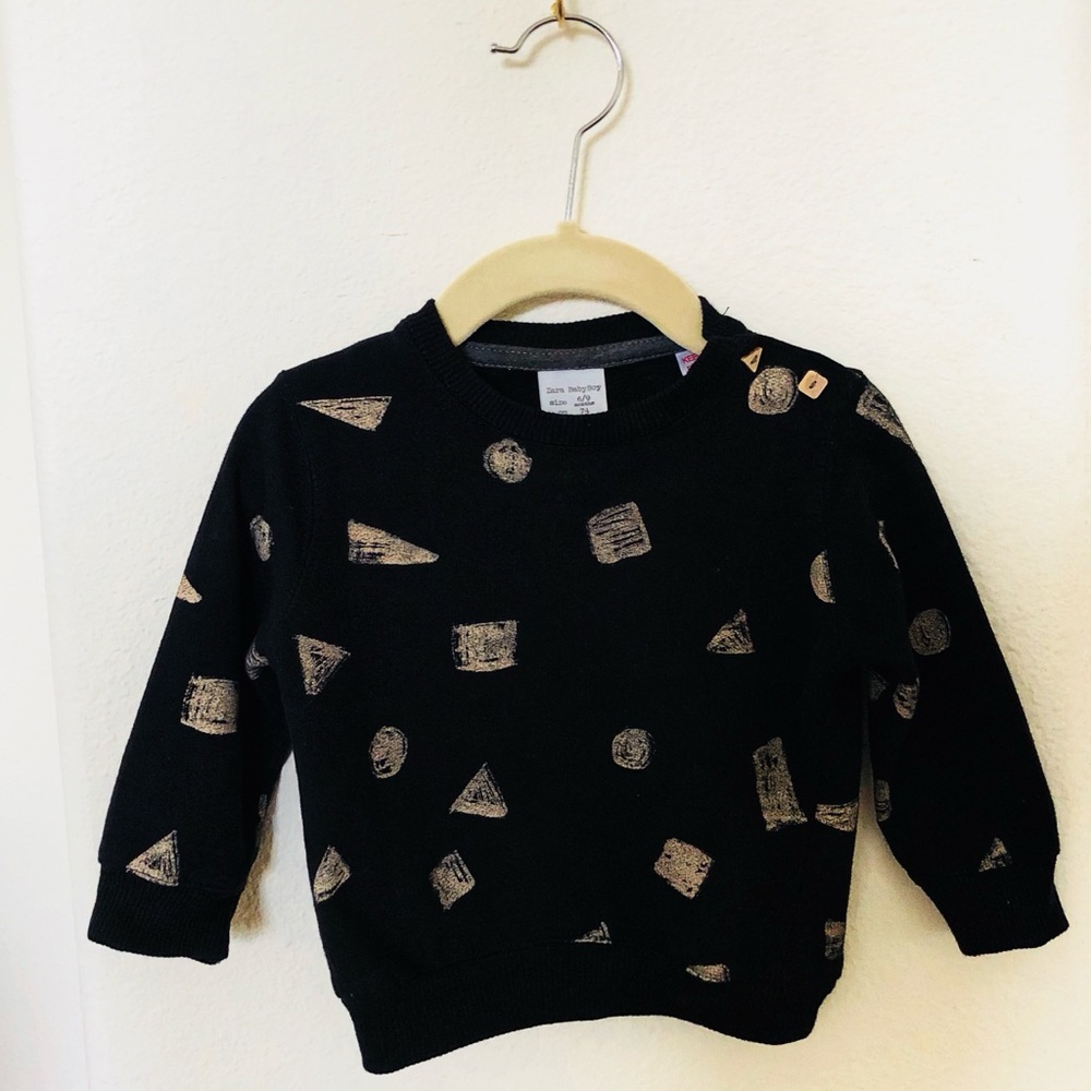 Black Sweater with Beige Shapes