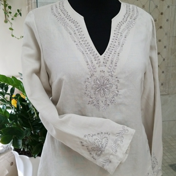 Tribal Tops - Tribal embroidered and beaded top