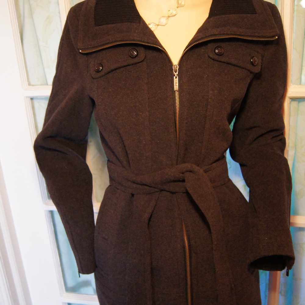 Cole Haan Wool Gray Zip Up Classic Cut w/ Belt