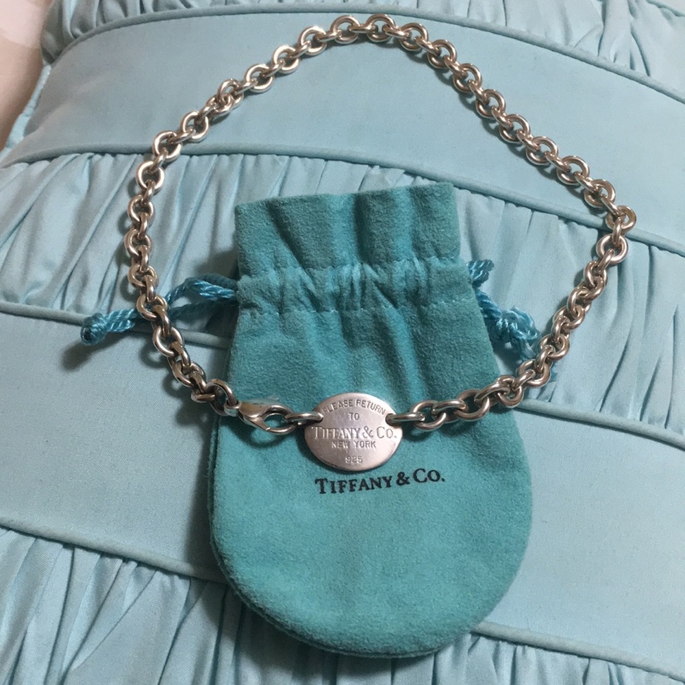 Silver Tiffany & Co. 925 oval tag necklace