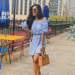 Off-The-Shoulder Striped Dress