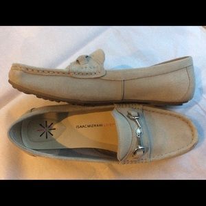 Isaac Mizrahi Live-Light tan/cream suede loafers