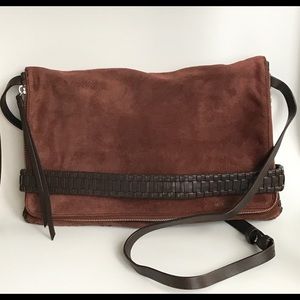 All Saints Suede Convertible Envelope Clutch