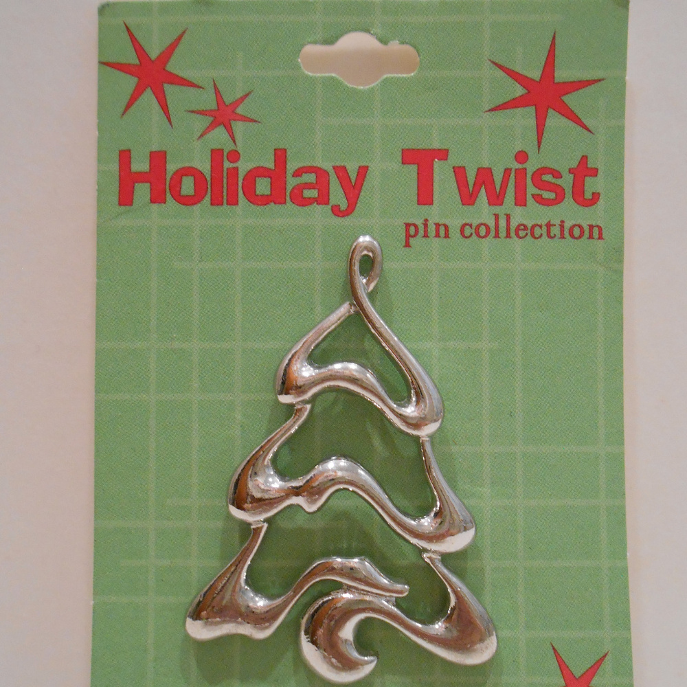 Holiday Twist Christmas Tree Pin Brooch