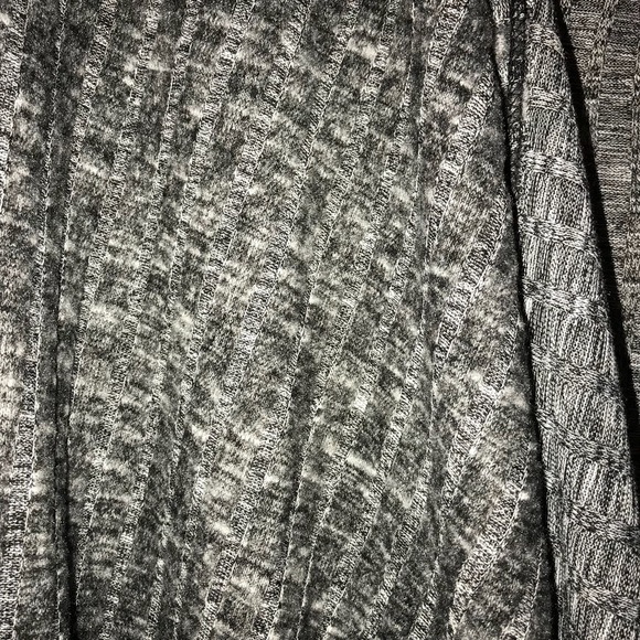 Gray Ribbed Open Front Drape Cardigan - Picture 5 of 7