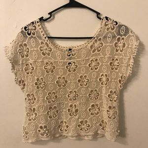 Lovely lace crop top beaded with pearls
