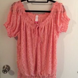 Peach lace blouse
