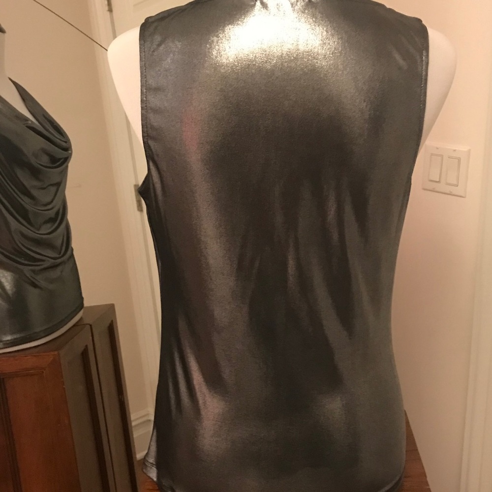 Tart silver metallic dressy cowl neck tank top - Picture 4 of 5