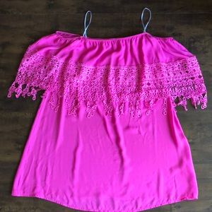 Hot Pink Off-the-Shoulder Fringe Dress 😍💕