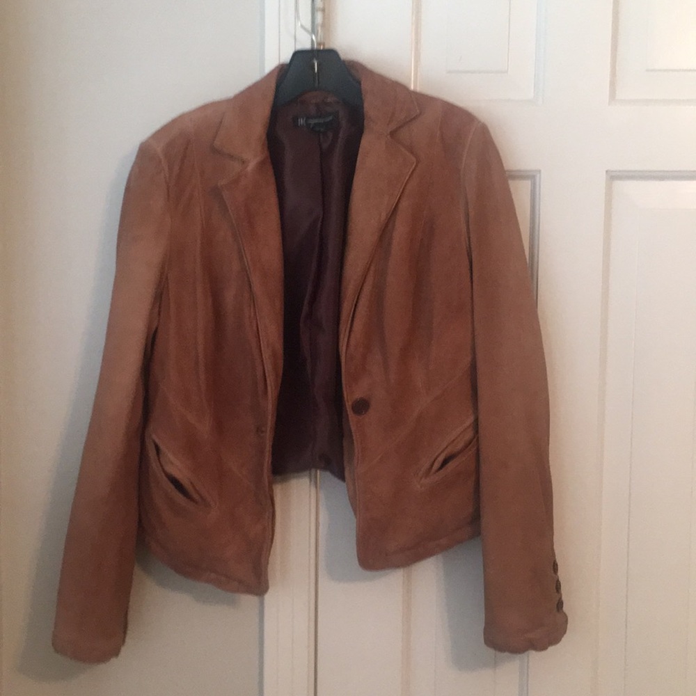 INC leather jacket brown
