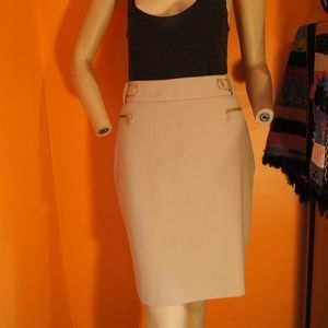 Calvin Klein Beige Work Skirt Gold Accent