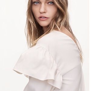 Zara’s Join Life cream ruffle sleeve blouse