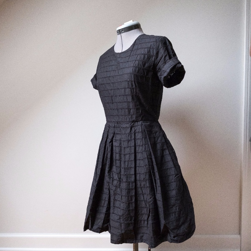 black eyelet cocktail dress