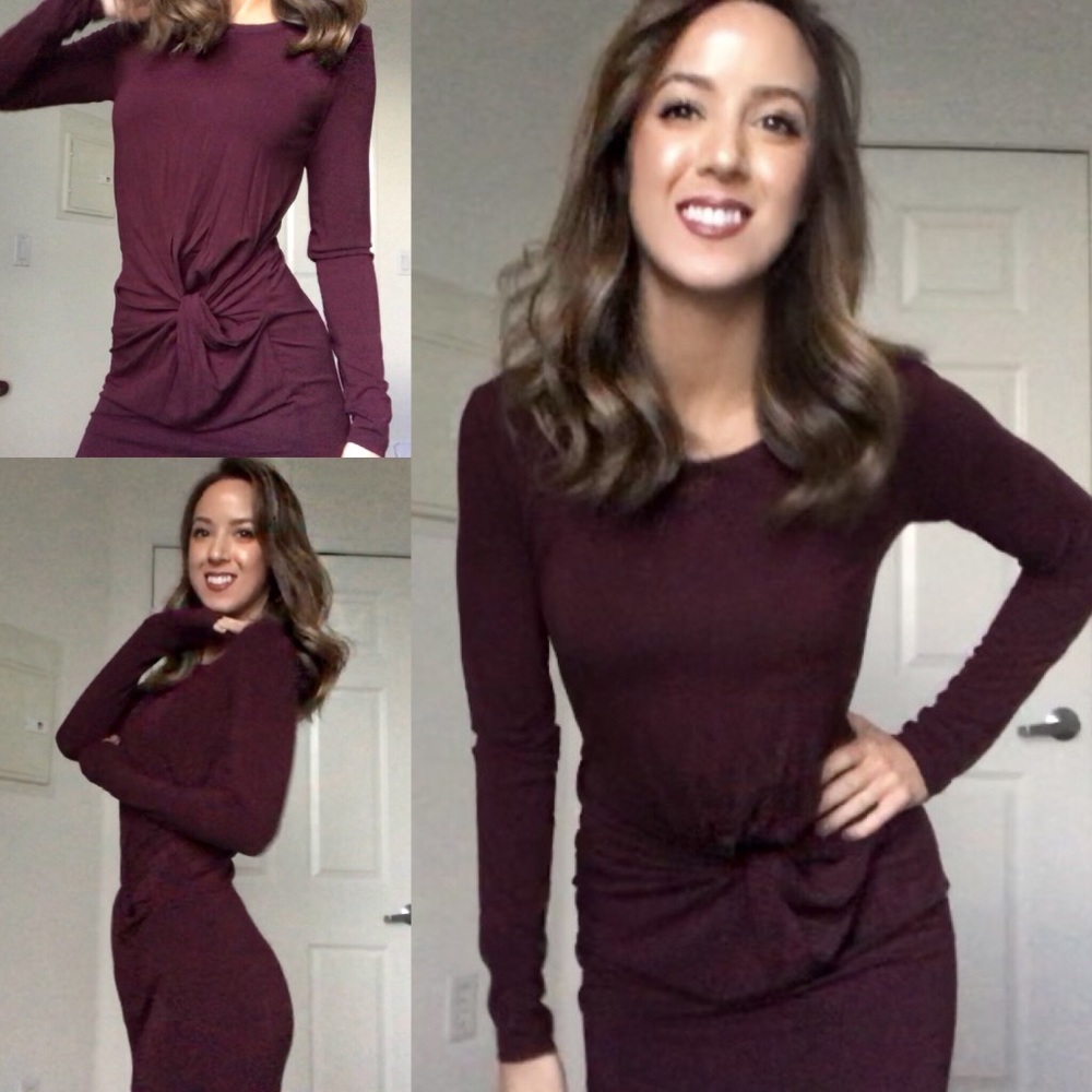 S Burgundy Long Sleeved Dress