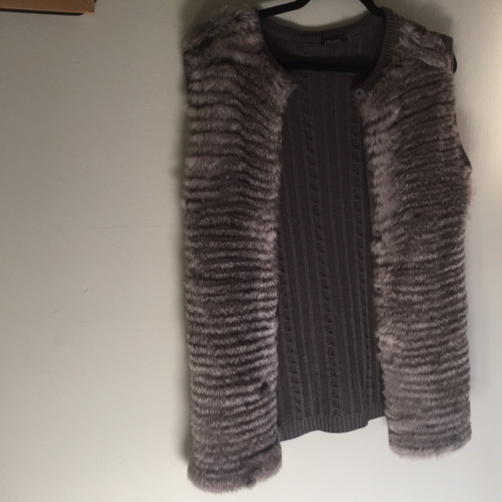 J.Maughlin 100% Rabbit Fur Vest and Merino Wool