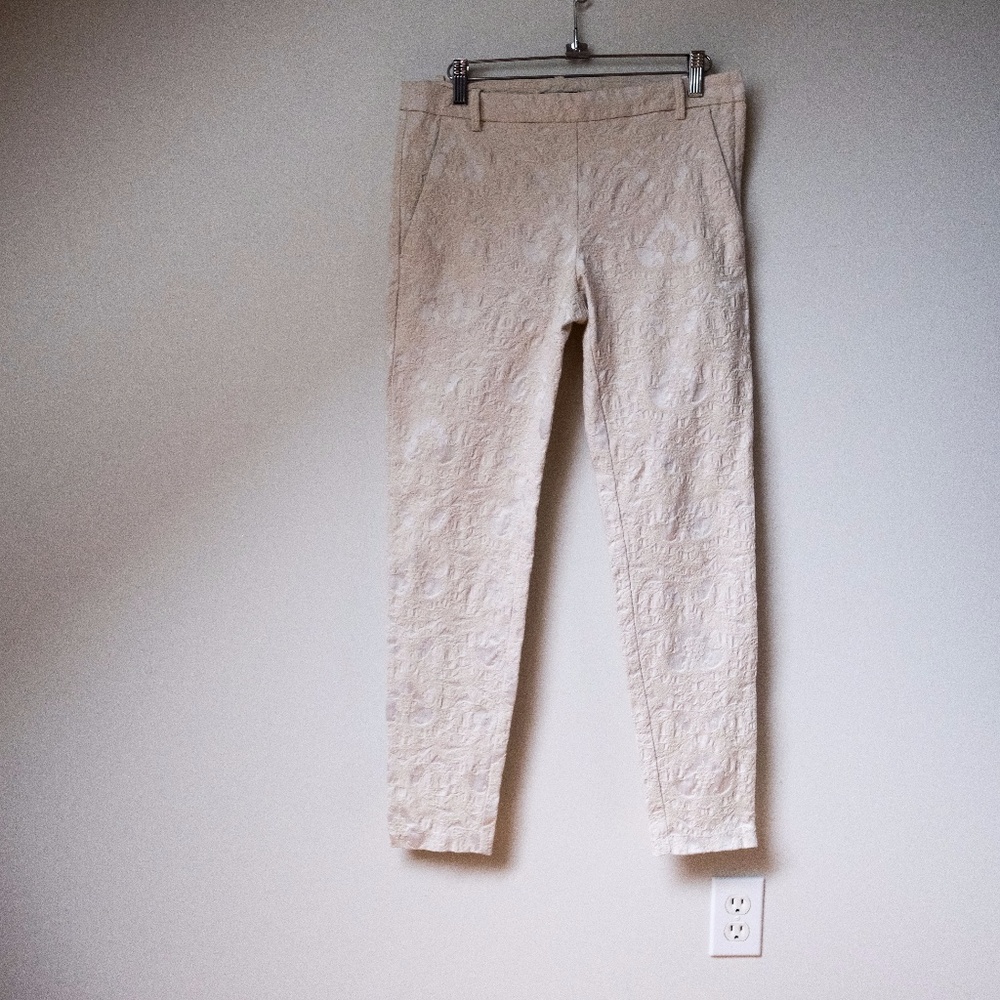 Ivory brocade skinny white panys h&m