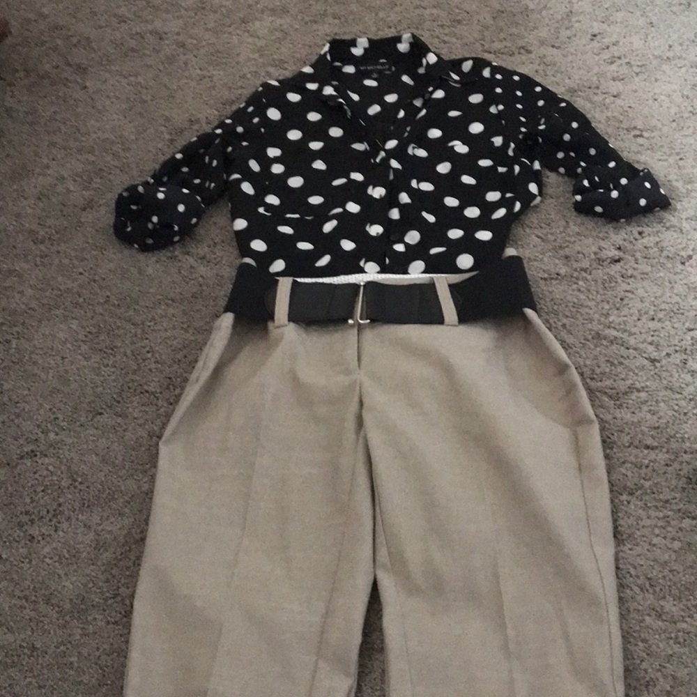Women’s black and white polka dot blouse