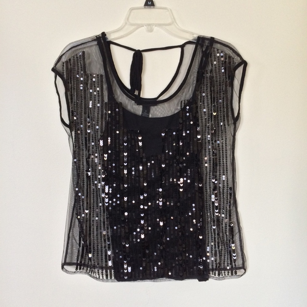 INC International Concepts Black Sequin Top