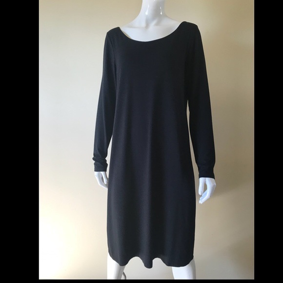 eileen fisher long black dress