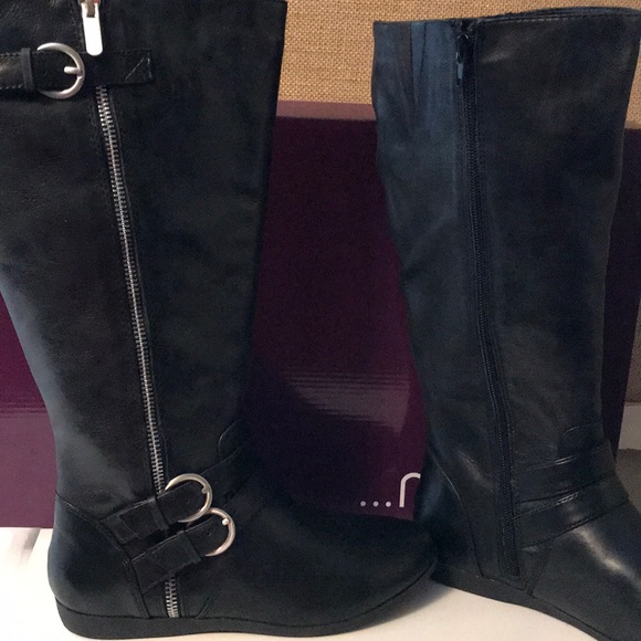 PARIS TEXAS Jane folded leather knee boots | NET-A-PORTER NWT- black leather knee high boots