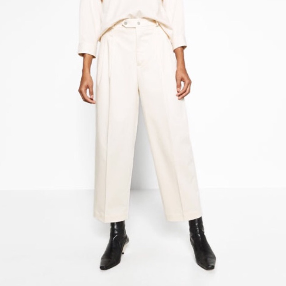 Zara Join Life cream high waist cropped trousers