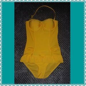 NWT ladies size small, Retro Yellow Swimsuit.