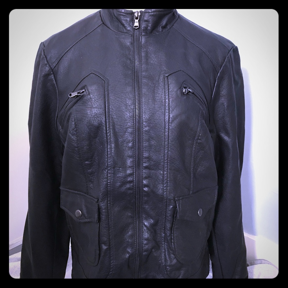 Style and Co. vegan faux leather moto jacket