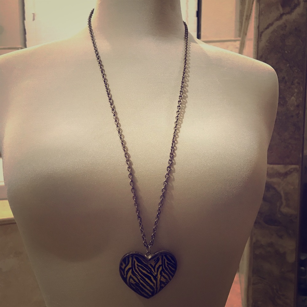 Zebra heart necklace