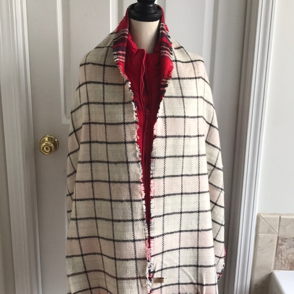 ❤️RED GLEN PLAID REVERSIBLE BLANKET SCARF.. - Picture 5 of 6