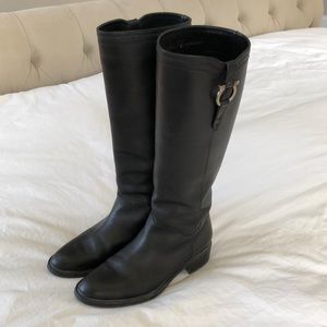 black leather ferragamo boots