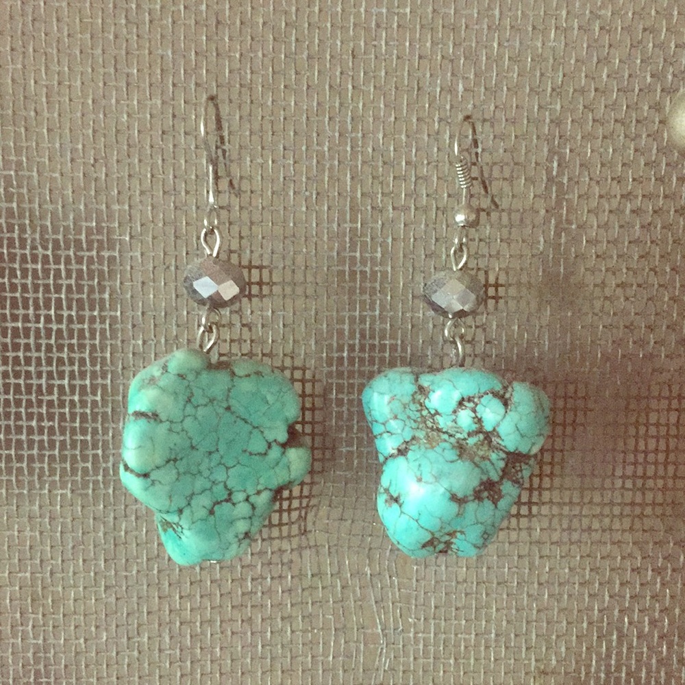 Turquoise slab earrings
