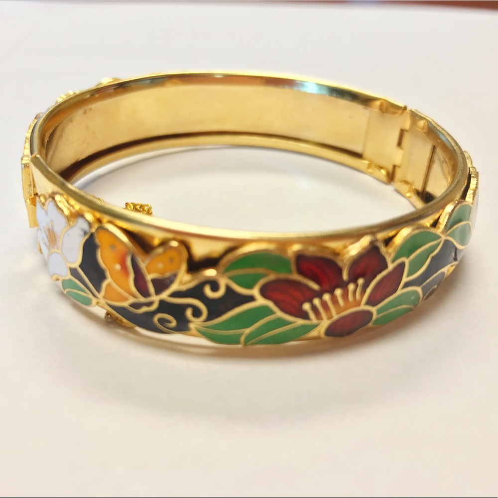Flowers & Butterflies Bangle Bracelet