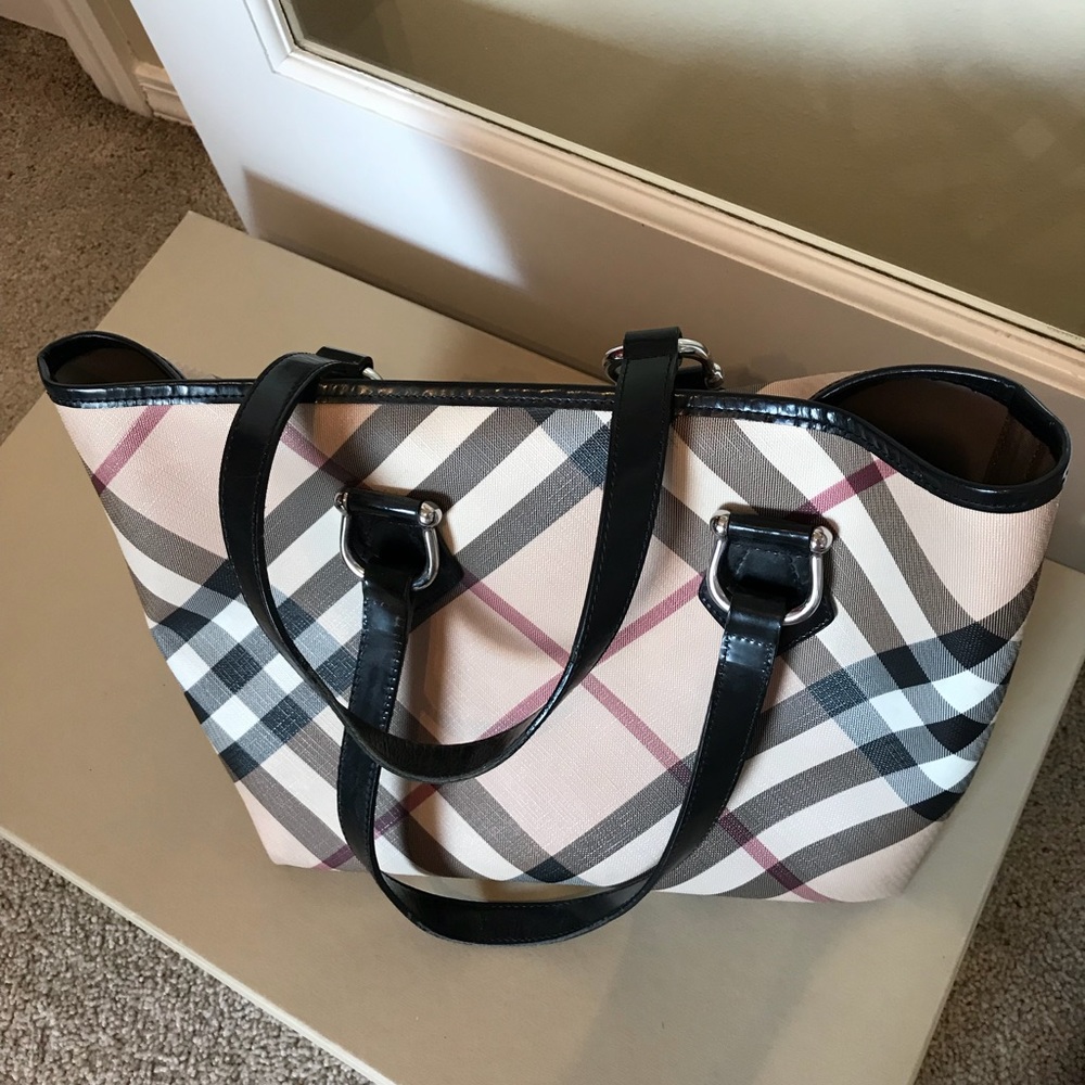 Authentic Burberry Nova Check Coated Canvas Bag