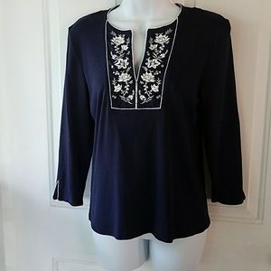 🛍 LRL Navy and white tunic tee petite small