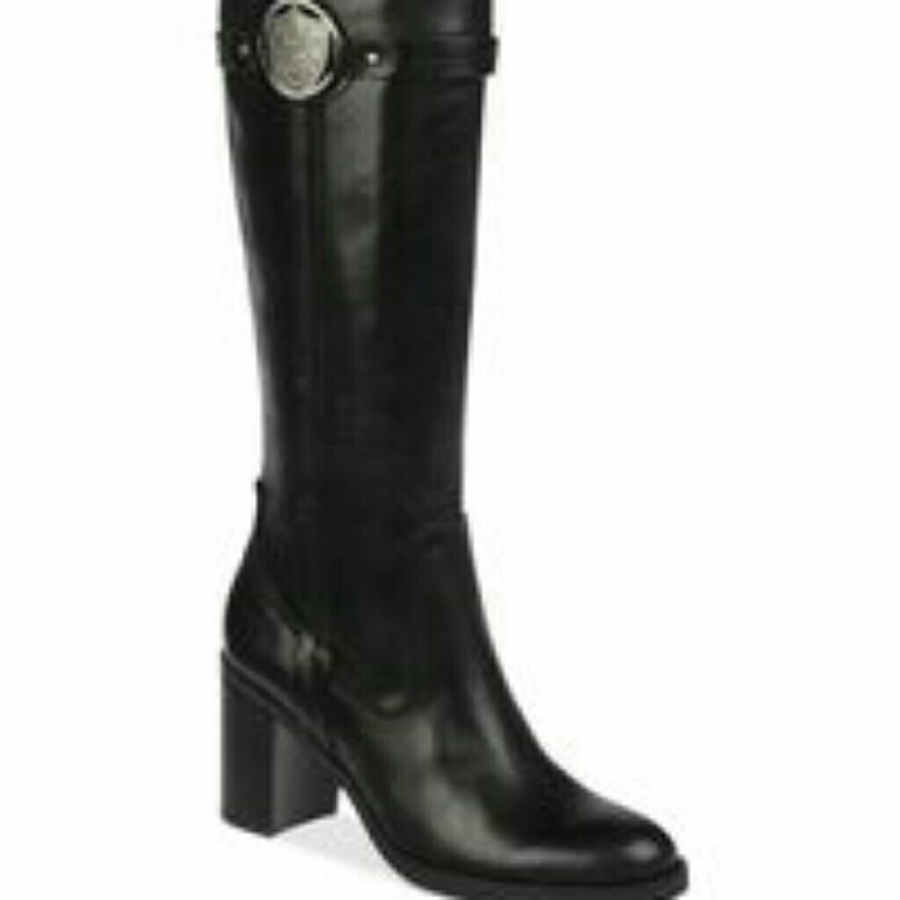New Eteinne Aigner black leather block heel boot