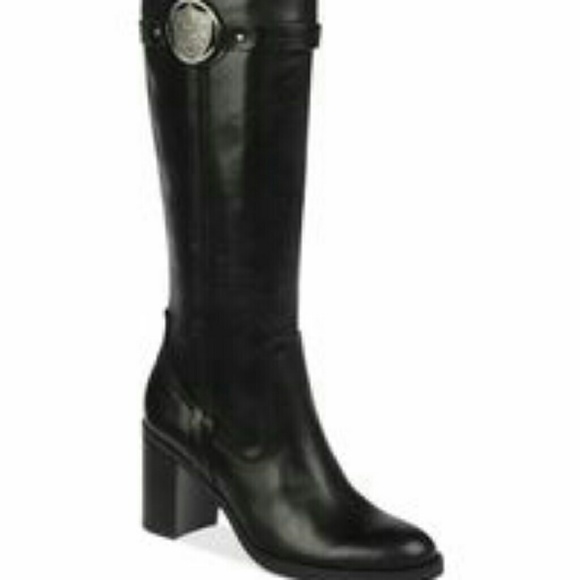 New Eteinne Aigner black leather block heel boot - Picture 1 of 8