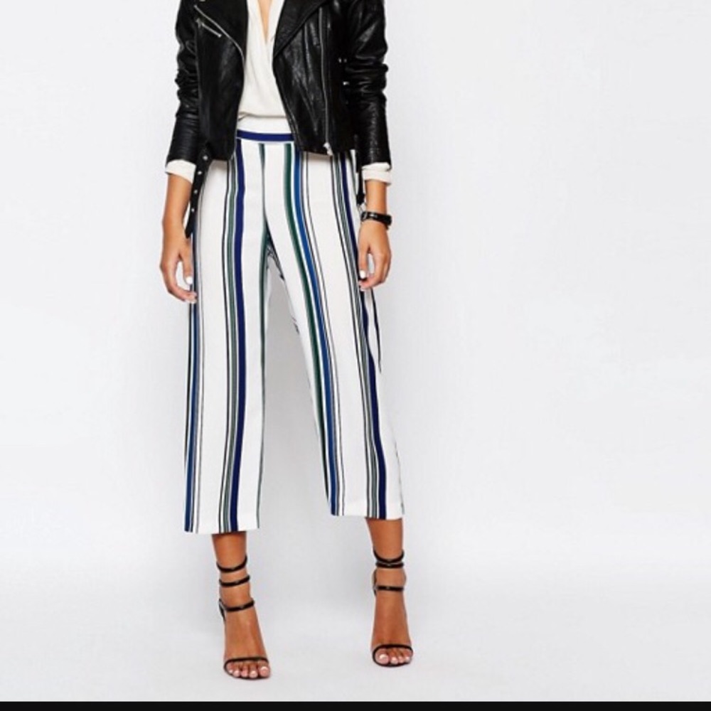 River Island soft wide leg cropped striped pants