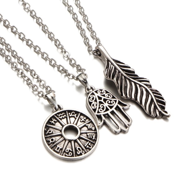 New Layered Silver Zodiac Pendant Necklace - Picture 5 of 6