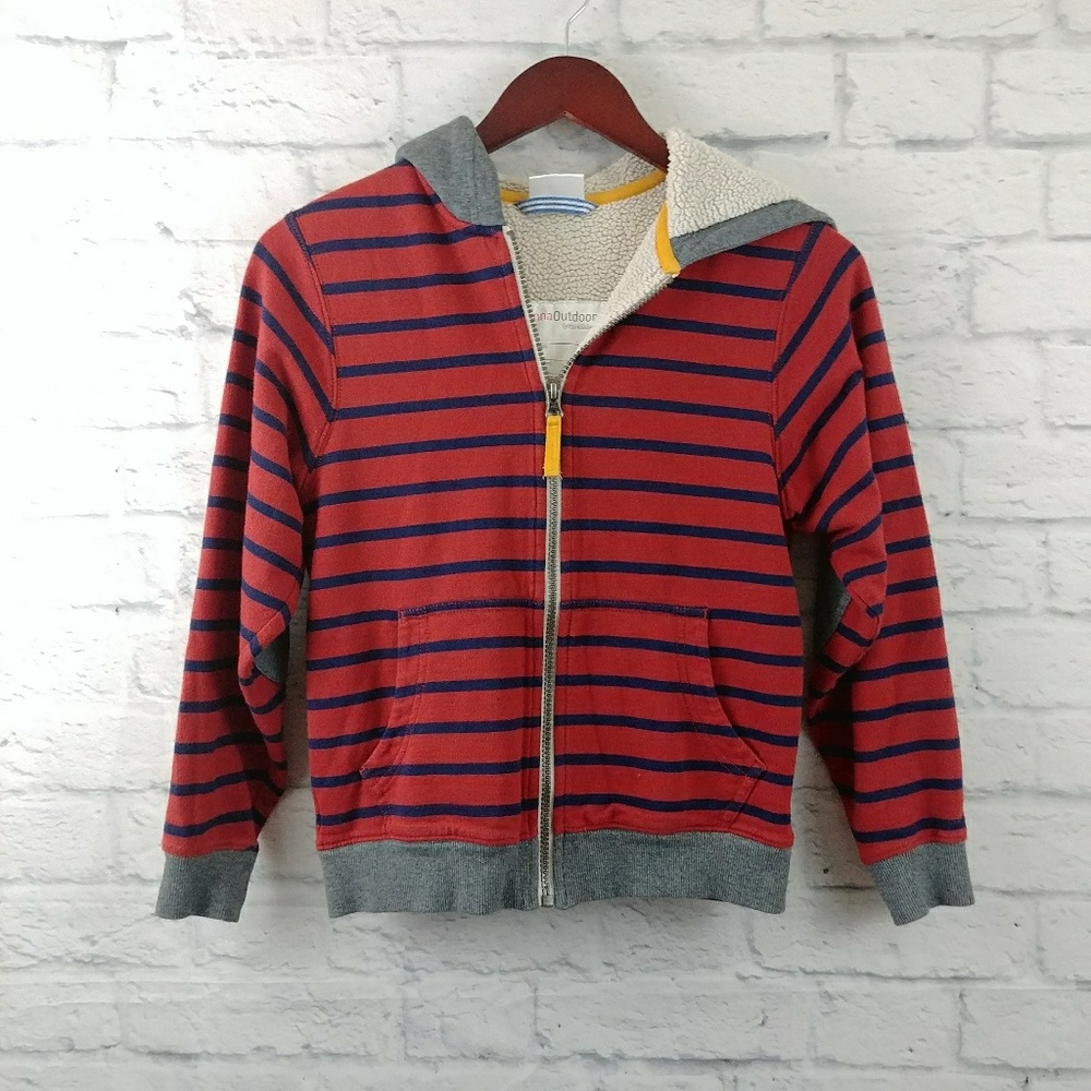 Hanna Andersson Fleece Lined Hoodie Red Navy