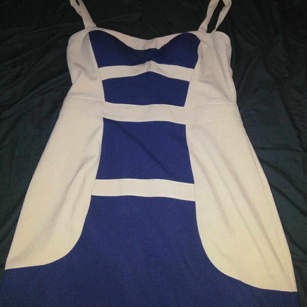 Tan and blue dress