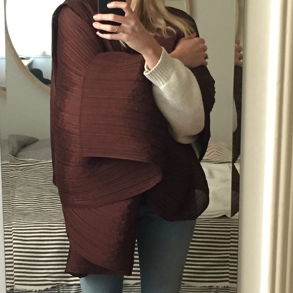 Issey Miyake Pleats Please Brown Scarf Shawl Top - Picture 6 of 8