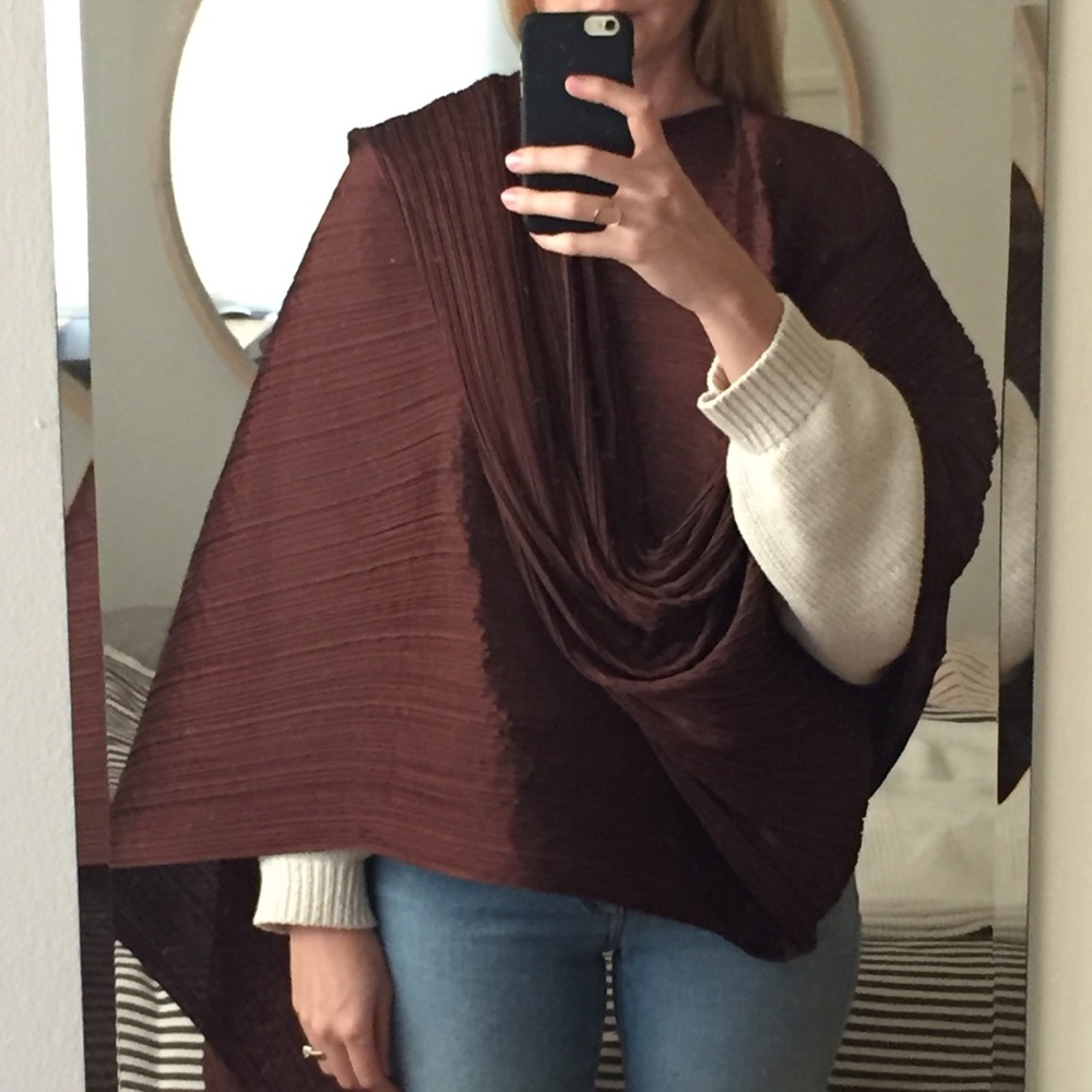 Issey Miyake Pleats Please Brown Scarf Shawl Top - Picture 2 of 8