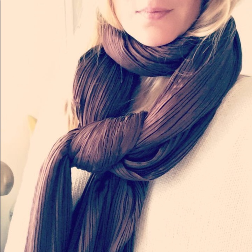 Issey Miyake Pleats Please Brown Scarf Shawl Top - Picture 3 of 8