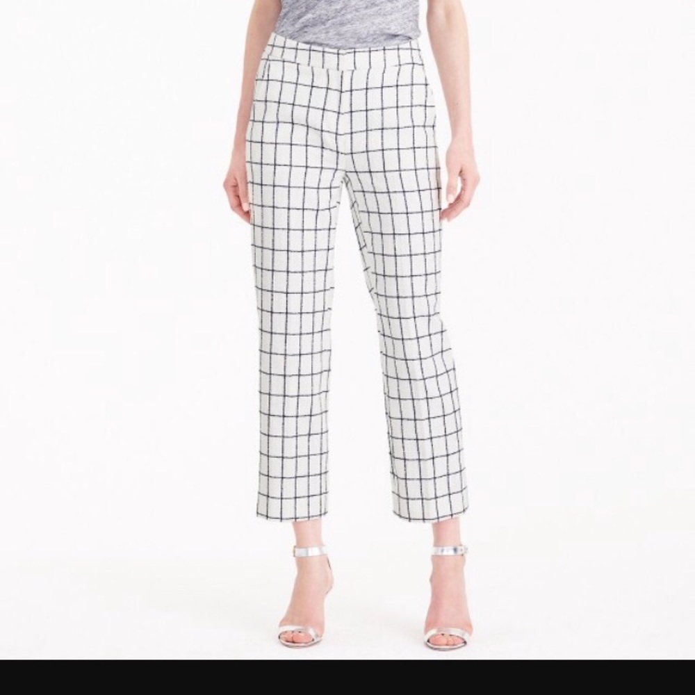 J Crew windowpane cropped trousers