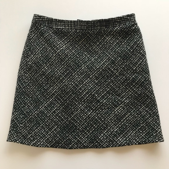 GAP Wool Blend Mini Skirt Woven Black Gray White - Picture 2 of 7