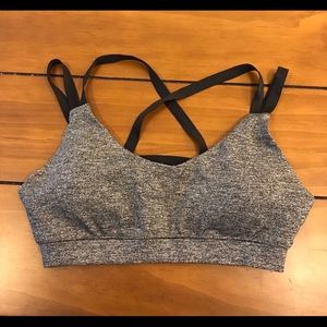Black and grey, caged back sports bra