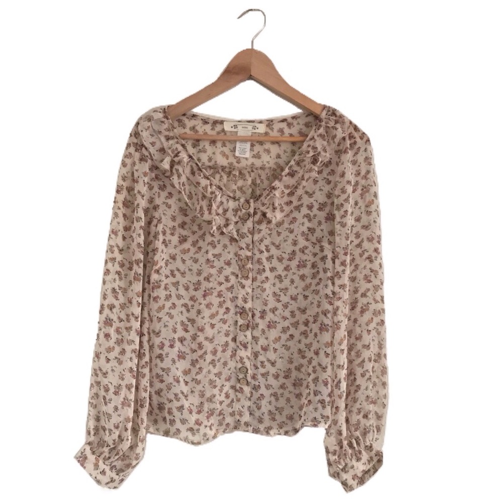 Mine Romantic Ruffle Autumn Chiffon Floral Blouse - Picture 5 of 5